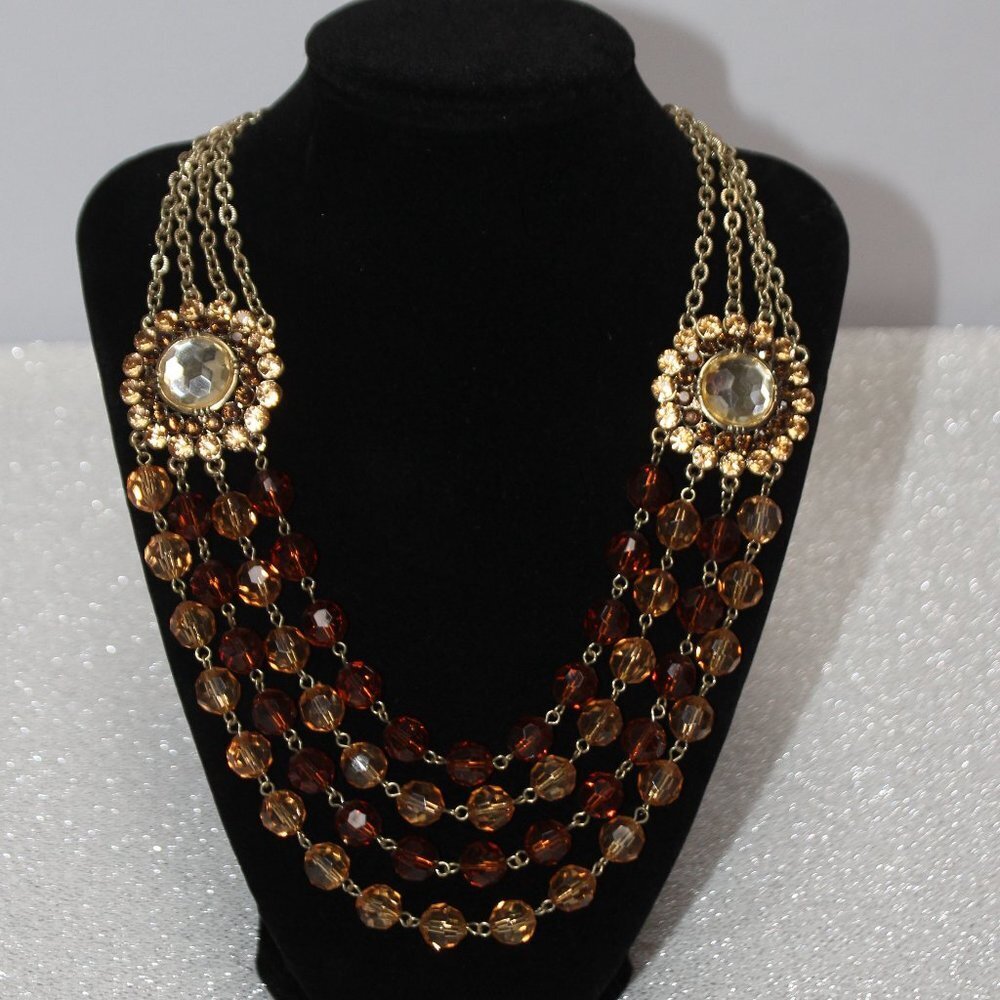 Robert Rose Statement Rhinestone and Acrylic Bead Necklace